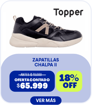 Topper ZAPATILLAS CHALPA II ANTES $70.900 OFERTA CONTADO $65.999 18% OFF VER MÁS